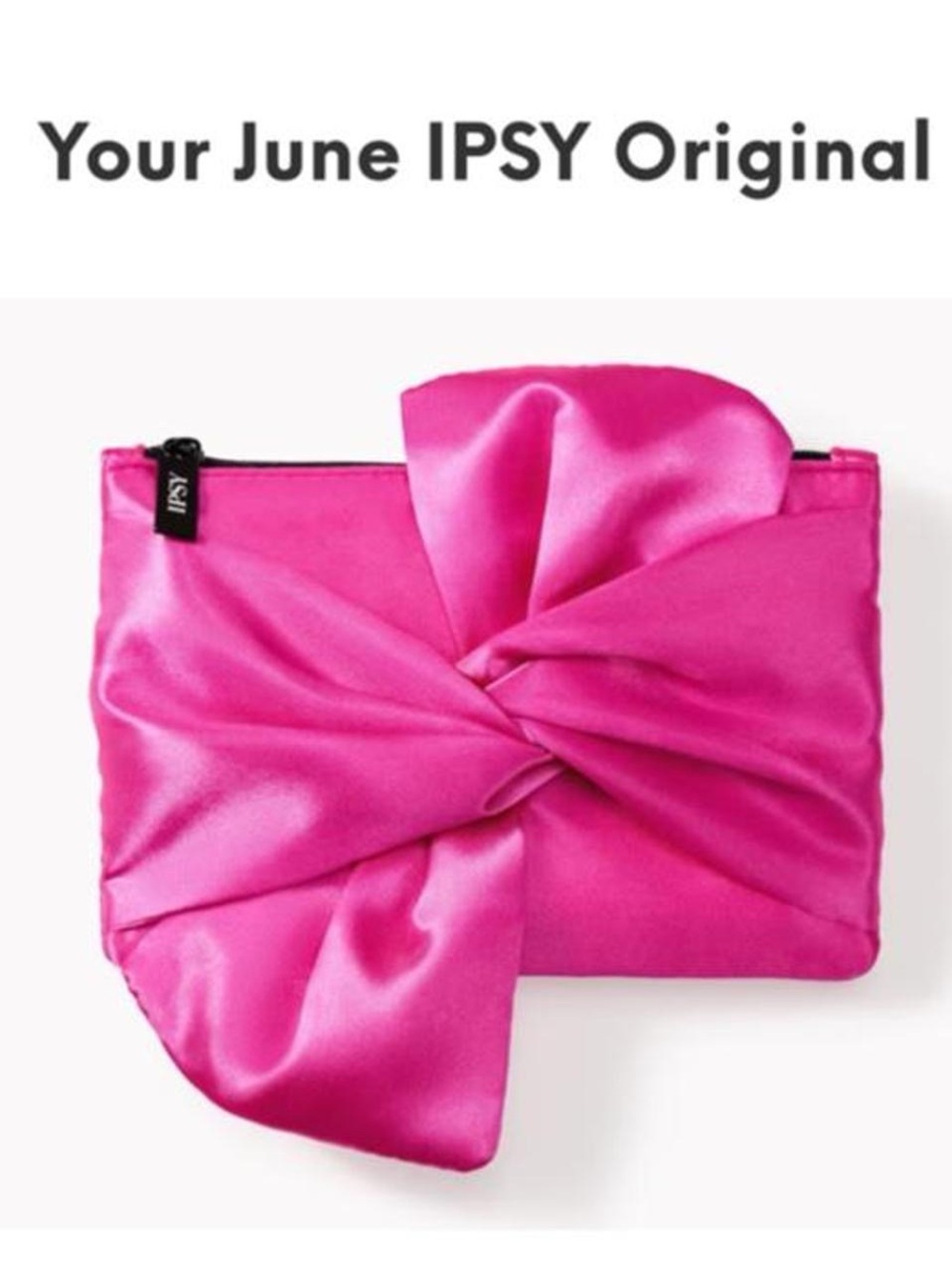 Ipsy x Marilyn Monroe Hot Pink Satin Zip Pouch with Black Tag
